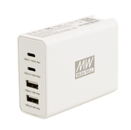 MEAN WELL NGE100 100W univerzális gyorstöltő PD3.0 QC3.0 QC2.0 2xUSB-C 2xUSB-A